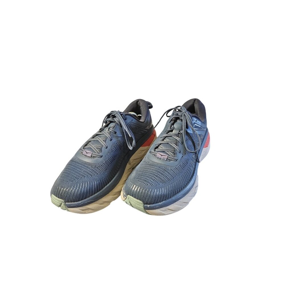 Hoka One One Bondi 7 Men’s Size 10 Gray Blue Running Shoes Max Cushion Comfort